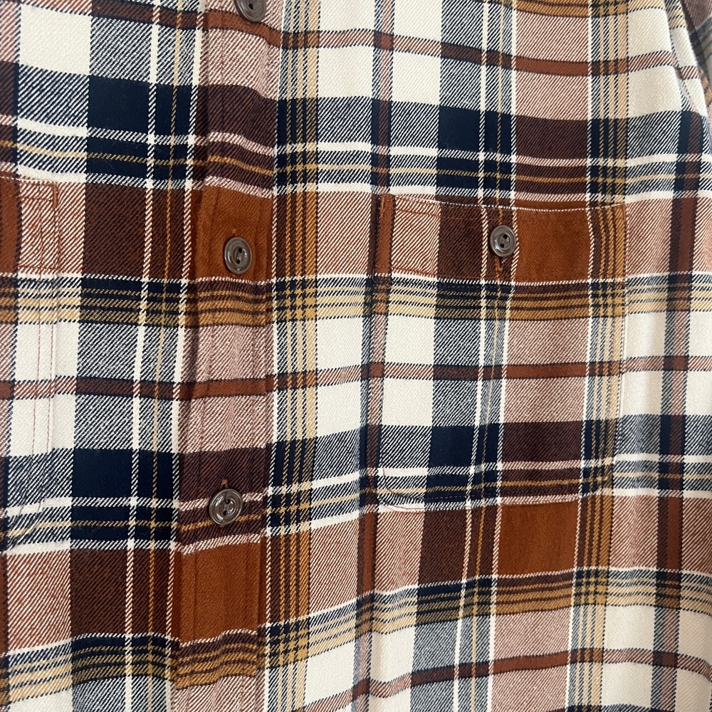 Plaid Men's Shirt in Brown and White - Picture 3 of 5